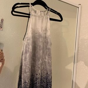 High neck sleeveless watercolor mini dress